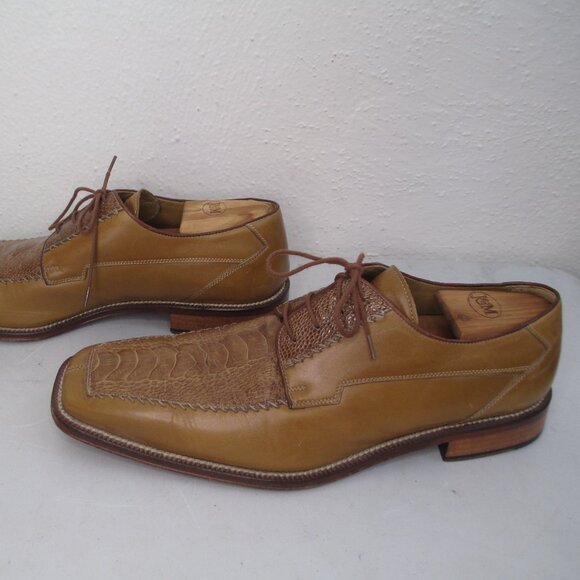 J.L. Brown Mens Genuine Ostich Leg Mens Size 11 Dress Shoes Tan Square Toe main image 4